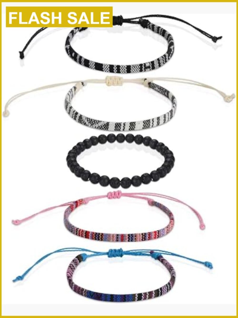 Boho Braided Bracelet & Anklet Set, Adjustable, Handmade, Unisex, Surfer Style